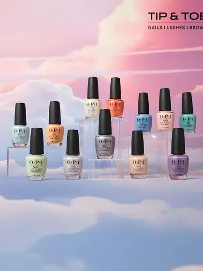 Hello summer, hello OPI! Get vacation-ready with this vibrant new collection of OPI shades, set against a dreamy sky.