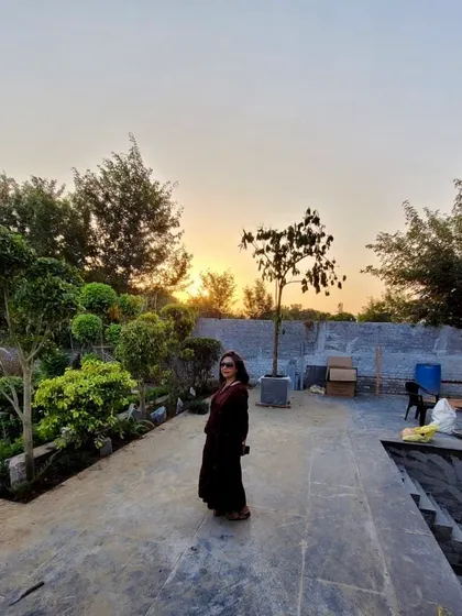 The best part of my profession is that our projects are completed in a short time. Here I am at a farmhouse project at sunset, with the initial hardscaping and planting already transforming the space.