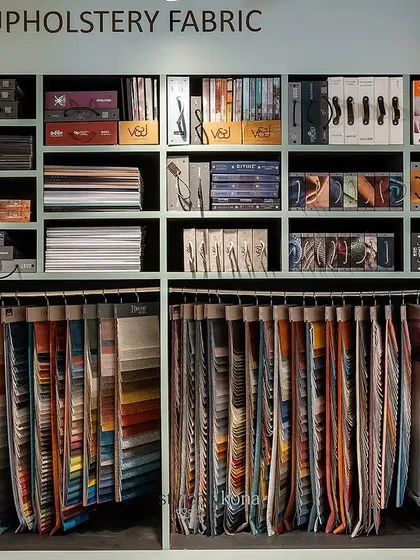 The upholstery fabric library at one of my favorite vendors. This is where I find the perfect textures and colors for our custom furniture pieces.