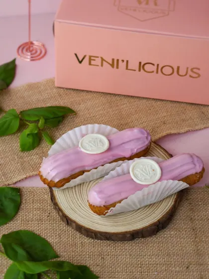 Our strawberry eclairs are here to blow your mind. The classic choux pastry is filled with strawberry cream and topped with a sweet pink glaze.