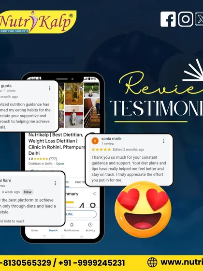 With over 777 happy clients and a 4.8-star rating, our goal is to transform lifestyles. These reviews from Shivam, Sonia, and Komal show our dedication to providing supportive and practical nutrition guidance.