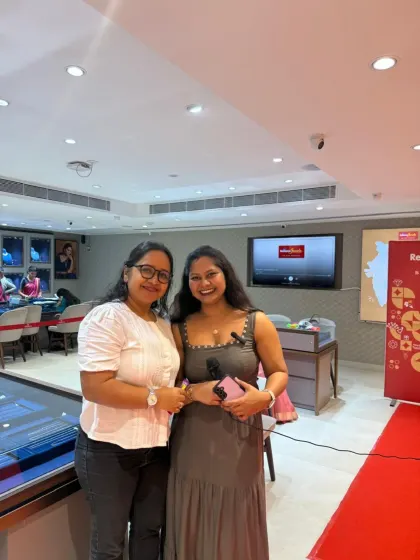 Posing with a happy customer at the Reliance Jewels in-store event. My role includes making customers feel special and creating a welcoming environment during brand promotions.
