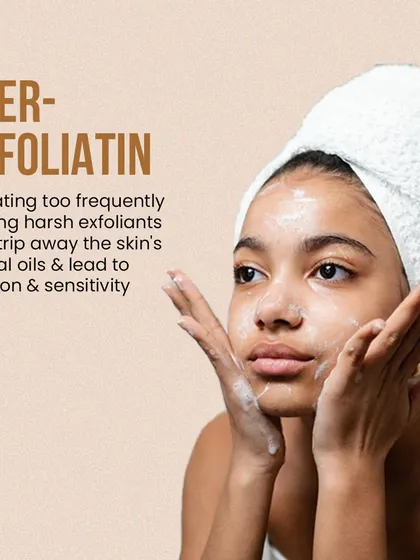 Over-exfoliating with harsh scrubs or too frequently can strip the skin's natural oils, leading to a damaged barrier, irritation, and sensitivity.
