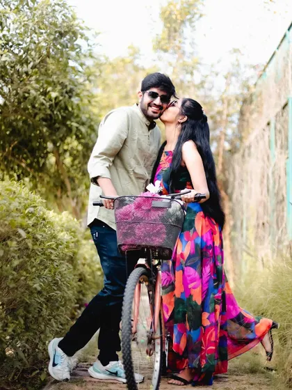 A playful and happy moment from the same couple's shoot. Our goal is to provide a comfortable environment where you can be yourselves.