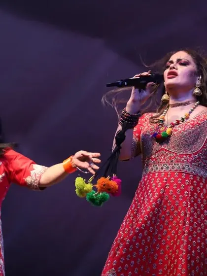 Singing together with traditional 'parandi' and colorful tassels on our outfits, adding to the authentic folk vibe of the performance.