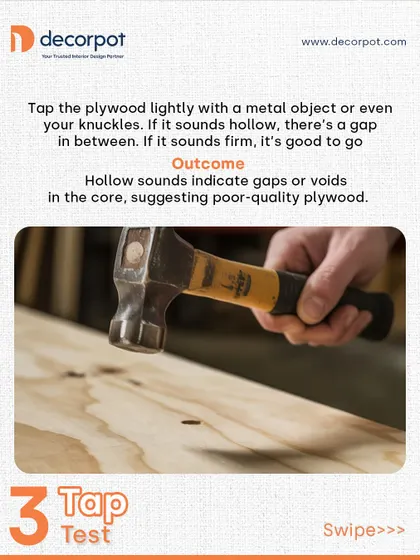 The tap test helps identify gaps or voids in plywood. I use only solid, firm plywood, which is a testament to the superior quality and durability of every piece I create.