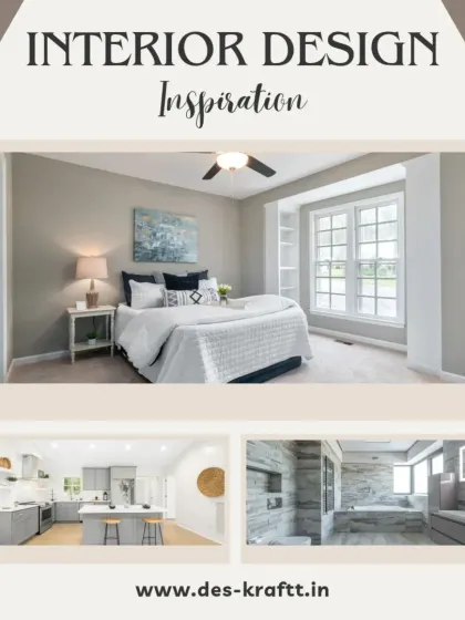 A collage providing interior design inspiration, showing how we can transform bedrooms, kitchens, and bathrooms with our elegant and modern approach.