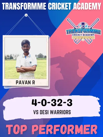 Pavan R became the star performer with a 3-wicket spell against Desi Warriors.