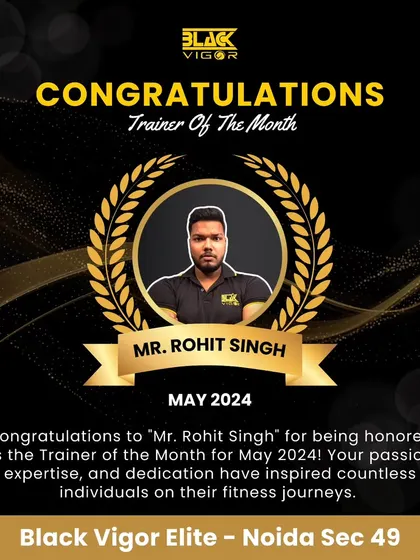 We congratulate Mr. Rohit Singh on being honored as the Trainer of the Month for May. Your expertise and dedication are an inspiration to everyone at the gym.