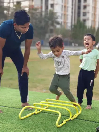 I guide our youngest members through agility drills, helping them improve their speed, coordination, and explosive power.