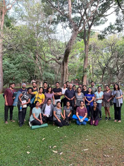 The group photo from our impromptu yoga session in Cubbon Park. The smiles and shared energy say it all. We look forward to many more such gatherings.