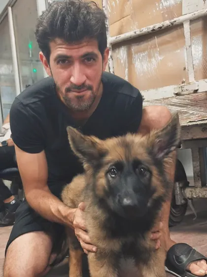 Hydra, a dominant female puppy from our "Constellation" litter (Yugen x Aura), on her way to her new home in Indore. We carefully match each puppy to the right owner and environment.
