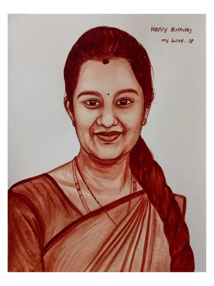 A birthday gift portrait with the message "Happy Birthday my Love" added. These personal touches make the artwork even more special.
