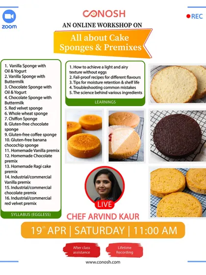 A second chance to join my popular workshop on cake sponges and premixes. I'll teach you the science behind various ingredients and troubleshooting common mistakes to achieve a light, airy texture every time.