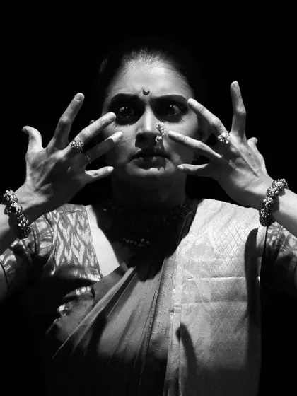 This powerful hand gesture, or mudra, is from my solo production *KANHOPATRA*. The piece is an exploration of her life and poetry, a journey that is both exposing and deeply cathartic.