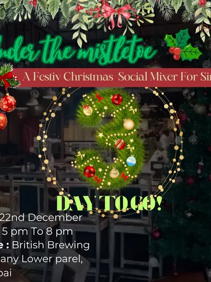 Three days until 'Under the Mistletoe'. This poster announces the start of the countdown to our special holiday event for singles.