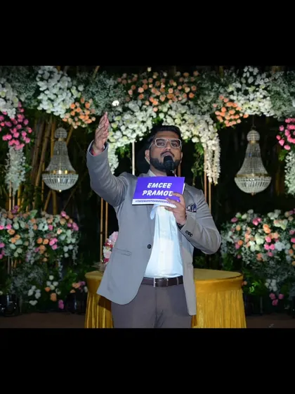 Raising my placard to the sky during a Sangeet.