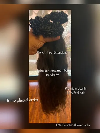 This is a bundle of keratin tips extensions with a wavy texture. Each tip is made of keratin, which is safely bonded to the natural hair.
