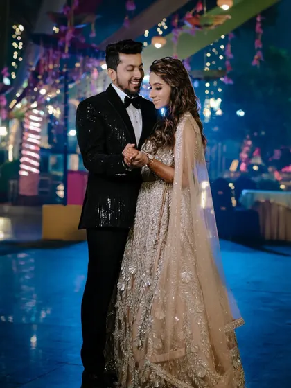 A romantic dance moment from Avi and Pooja's engagement in Lucknow.