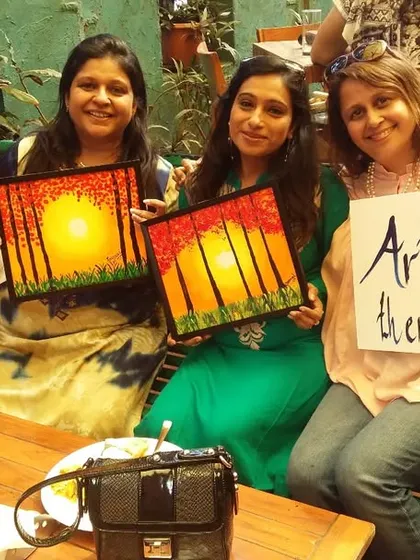 Friends finding joy and peace together in my studio. This picture says it all, "Art is therapeutic." It’s a simple truth I see every day as people take a break from their busy lives to connect with themselves and each other through painting.