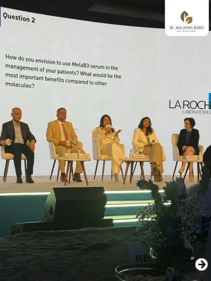 Discussing the benefits of the MelaB3 serum with my fellow panelists. We explored how to best integrate this new molecule into treatment plans for our patients.