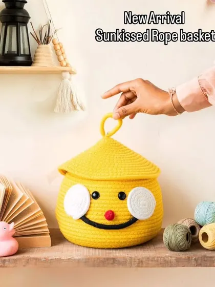 The "Sunkissed" rope basket, a bright and happy storage option. It's a great gift or a perfect way to organize your own space.