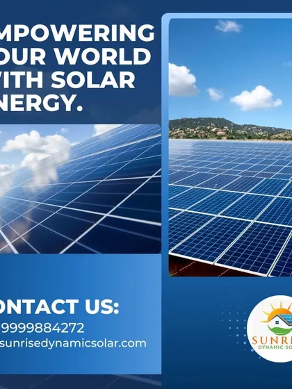 Empowering your world with solar energy. This collage captures the vast, clean potential of large-scale solar fields.
