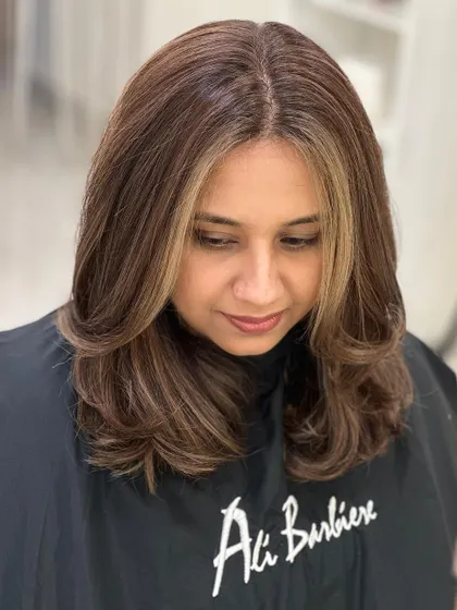 Another angle of this beautiful brunette transformation.