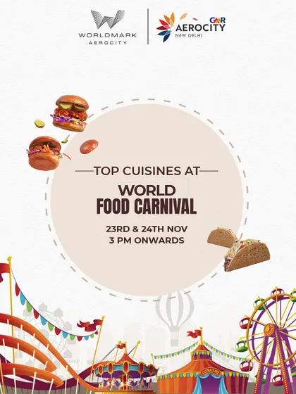 An illustrative graphic announcing the top cuisines at the World Food Carnival. This visual sets a fun, festive tone for the upcoming culinary event.
