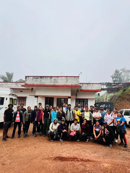 The group outside the homestay, our base for the weekend.