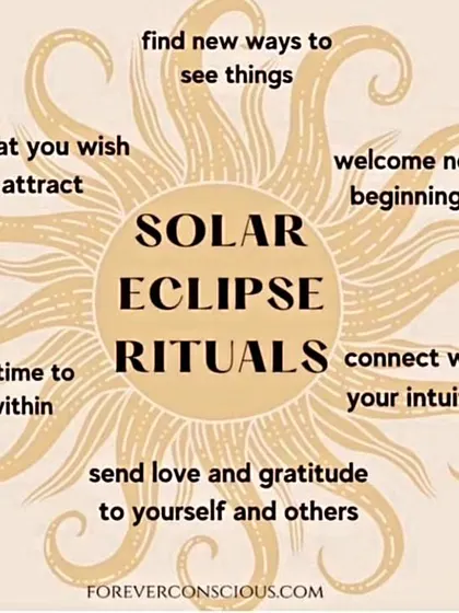 Solar eclipses are not just to be watched, they are to be experienced with intention. This graphic shares rituals to help you connect with your intuition and welcome new beginnings during this powerful time.