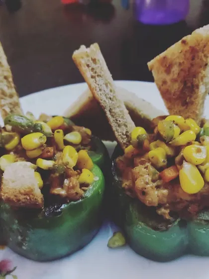 Another view of our unique stuffed bell pepper appetizers, a colourful and flavourful addition to any menu.