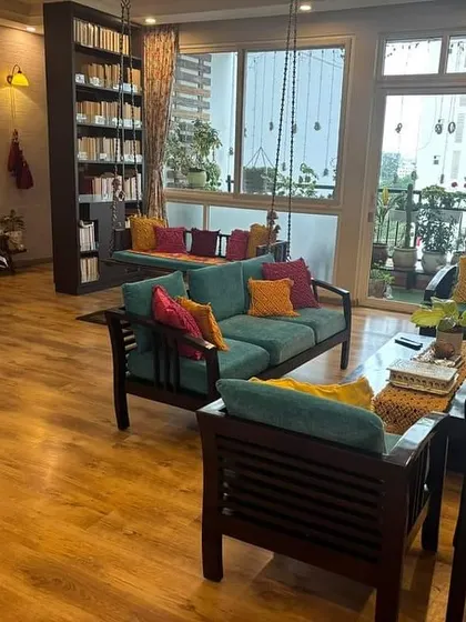 It's wonderful to see how my macrame cushion covers and table runner have brightened up this client's beautiful home. The mix of colors and textures adds so much personality.
