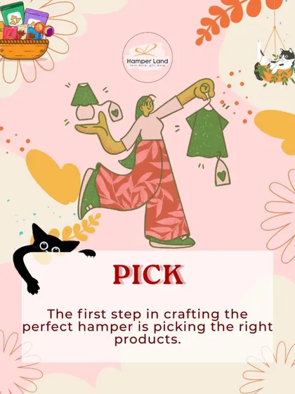 This graphic series explains how I pick the right products for your hamper. It all starts with choosing the right items to tell your story.