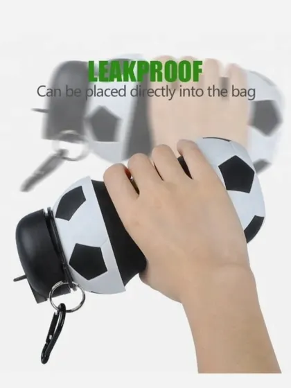 This foldable football water bottle is a game-changer for school and sports. It's made from food-grade silicone, is completely leakproof, and can be collapsed to save space in a bag.