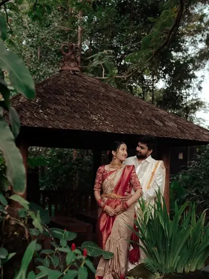 An extensive collection from a post-wedding shoot at the Livingreen Studio. Each image captures the couple's loving connection in a serene, natural environment.