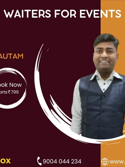 Meet Gautam, another one of my experienced waiters. I provide staff who can manage your guests' needs, allowing you to be carefree at your own party.