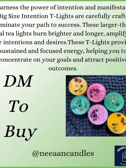 My big size Intention Tealights are crafted to burn brighter and longer, helping you focus your energy. They are perfect for sustained manifestation work to attract positive outcomes.