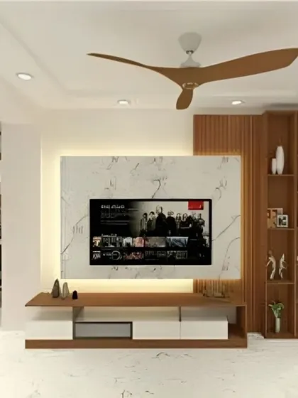 A similar design to 44, this TV unit features a marble-effect panel and a built-in display shelf, providing a perfect balance of storage and style.