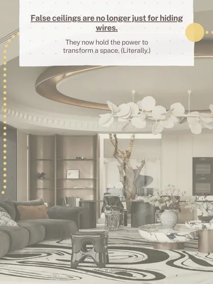 A design lesson we've learned: false ceilings are no longer just for hiding wires. They hold the power to completely transform a space, as seen in this luxurious living room.