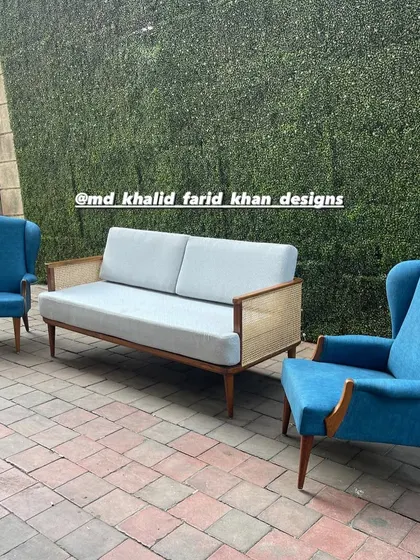 The complete three-piece set, ready for a client's living room.