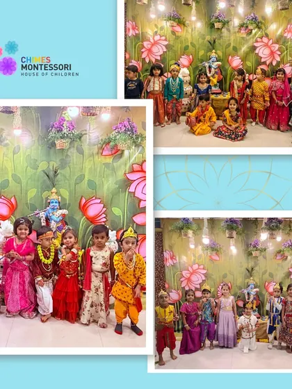 More beautiful moments from our Janmashtami celebration, with children in colorful traditional attire posing with smiles and divine charm.