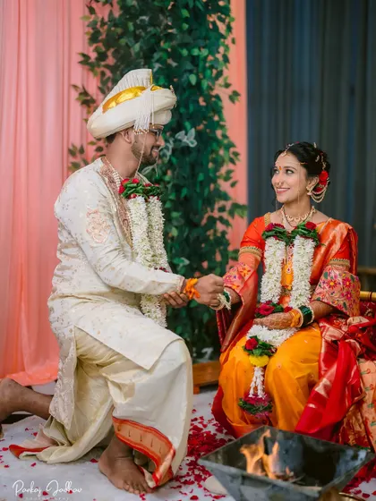The Saptapadi ritual, where the couple takes their first seven steps together, sealed with a promise.
