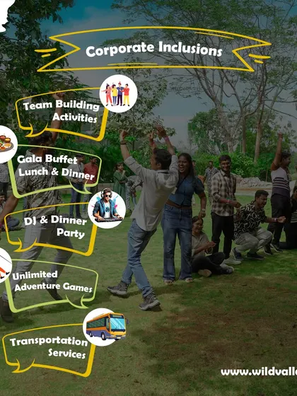 Our corporate inclusions are designed for maximum fun. We offer team building activities, a gala buffet, DJ parties, unlimited adventure games, and even transportation services.