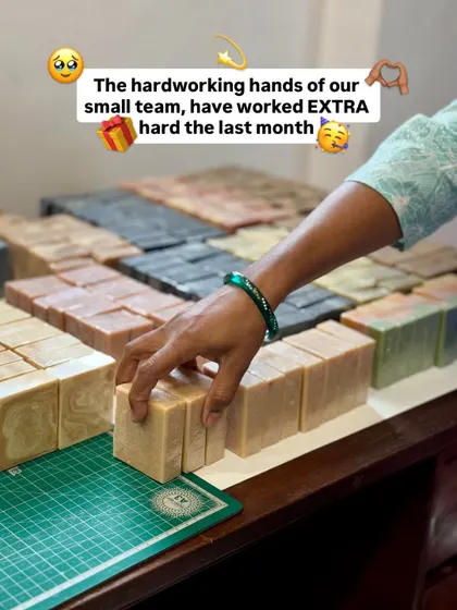 The hardworking hands of our small team have been extra busy this month. We pour our hearts into every batch of soap we make.
