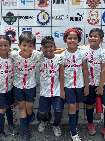 Our U7 team celebrating a 4-0 victory in the MFA YPL. This photo captures the joy of success and the strong bond between our youngest players.