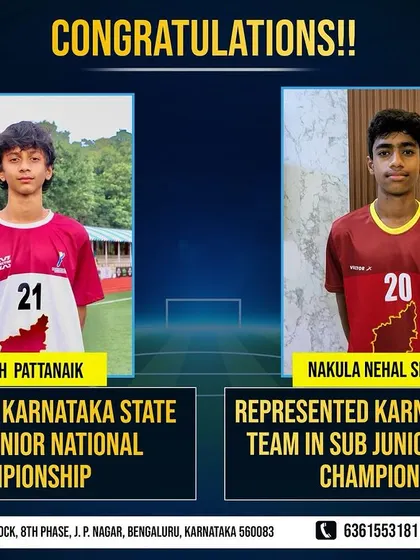 Congratulations to Darsh and Nakula for representing the Karnataka State Team in the Junior and Sub-Junior National Championships. Their hard work inspires us all.