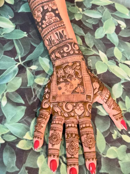 A detailed shot of the back of the hand, featuring a cute cartoonish motif.