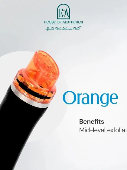 For those needing a bit more exfoliation, I use the Orange Hydropeel tip. It provides a mid-level exfoliation that is effective for targeting texture and dullness on most skin types.