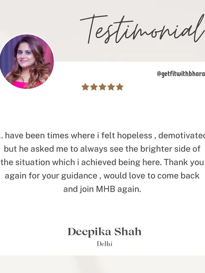 Deepika mentions that even when she felt hopeless, I helped her see the brighter side. She would love to come back and train with me again.